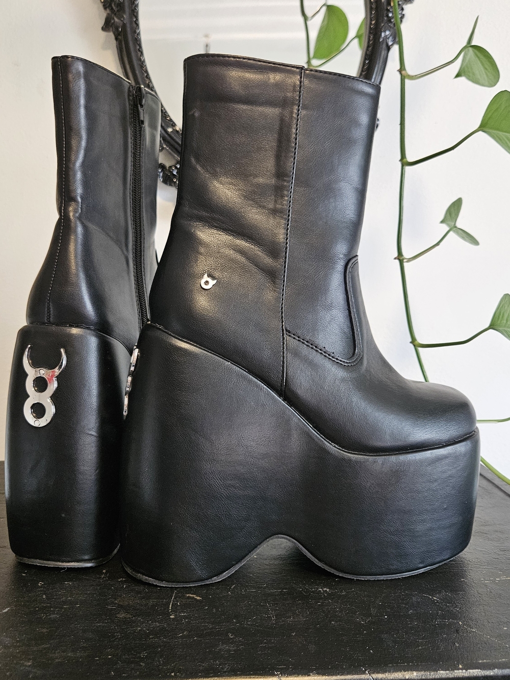 Black Platform Ankle Boots - Women